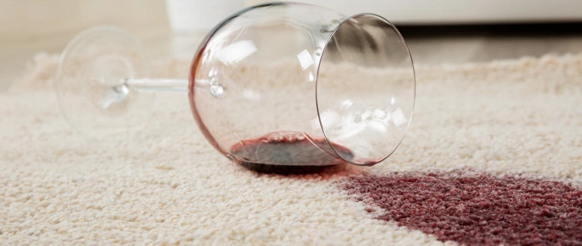 red wine spilt on carpet